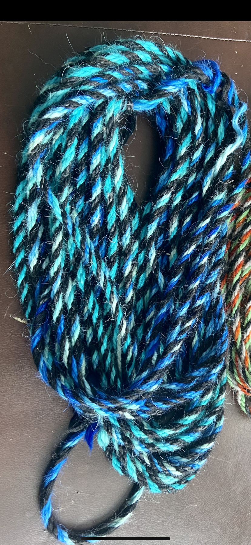 Mohair 8 ply twist blue tie-dye black