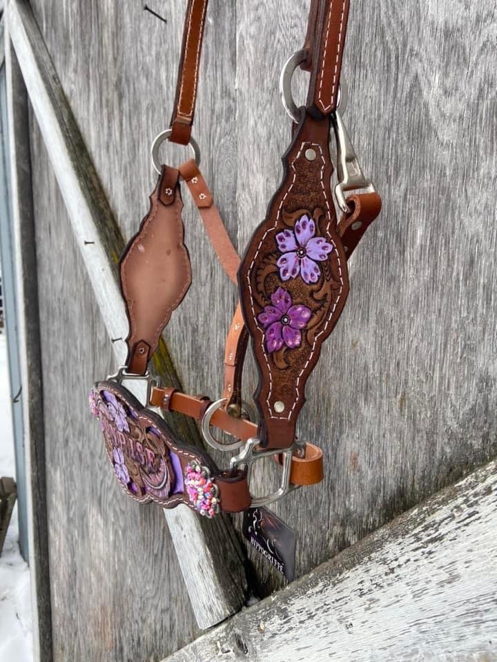 Custom Horse Noseband + Complete Leather Halter