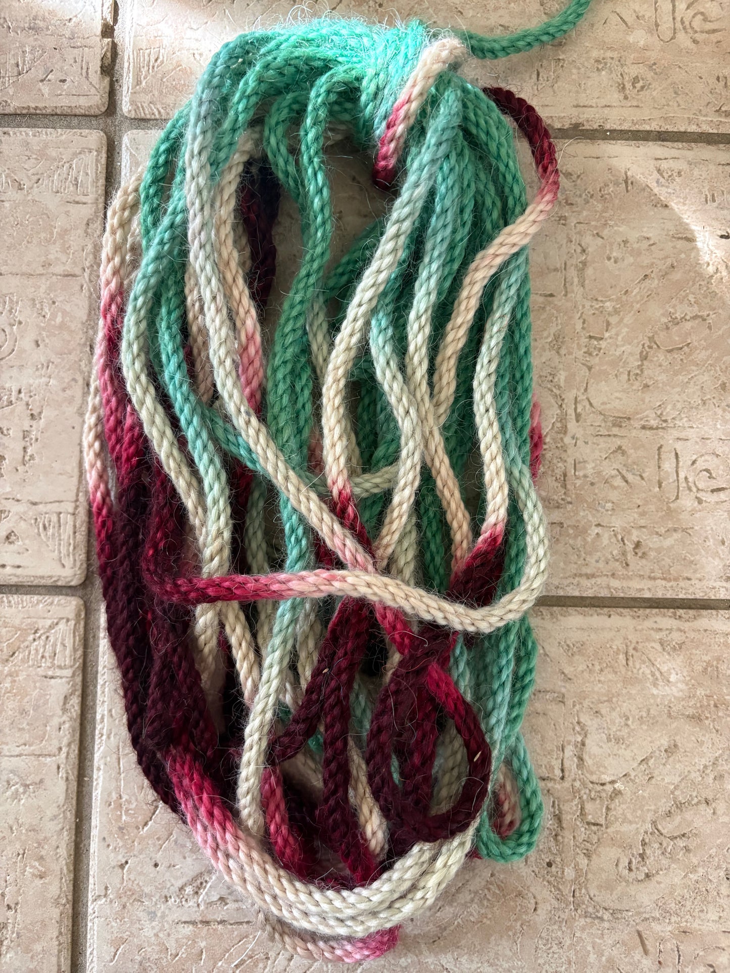 Mohair 8 ply tie-dye emerald cranberry