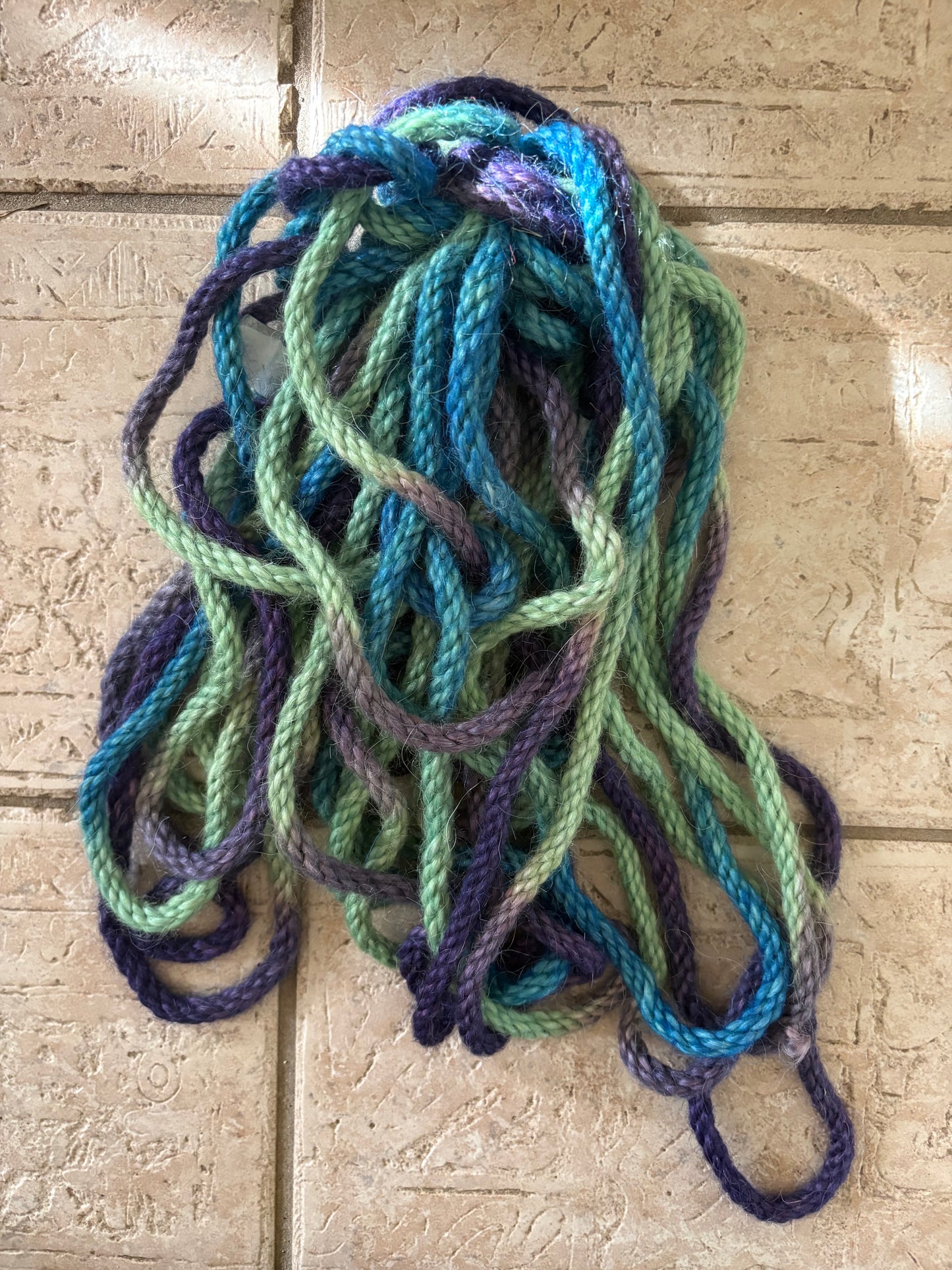 Mohair 8 ply tie-dye emerald purple