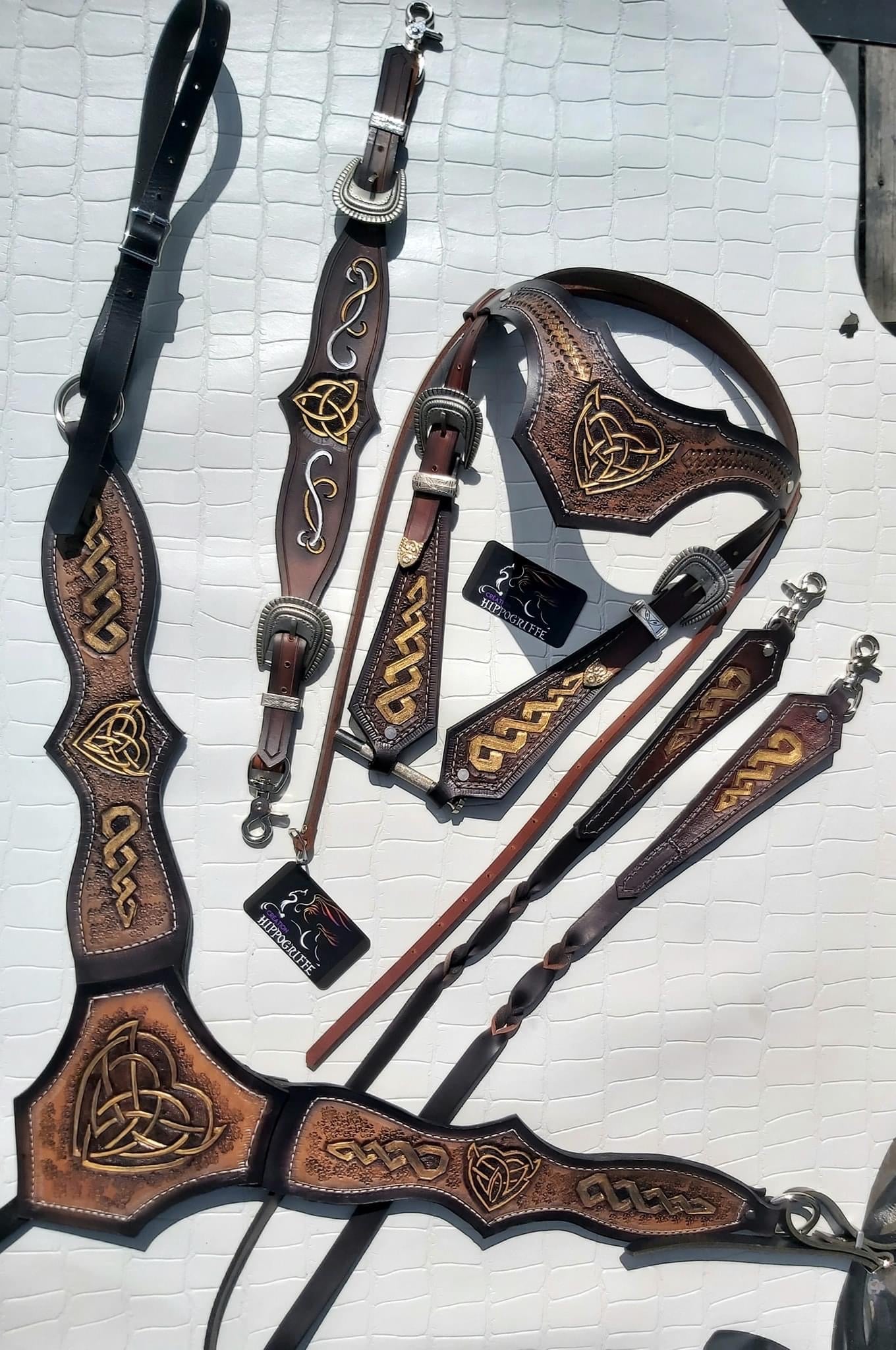 Leather Horse Medieval Set Celtic Brown