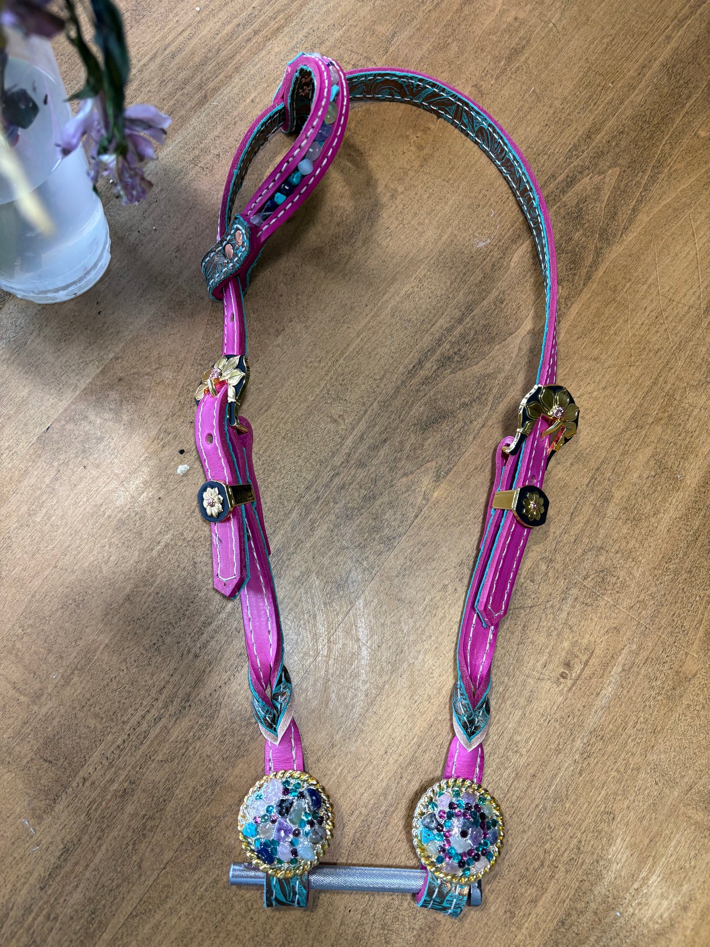 Headstall pink true stone