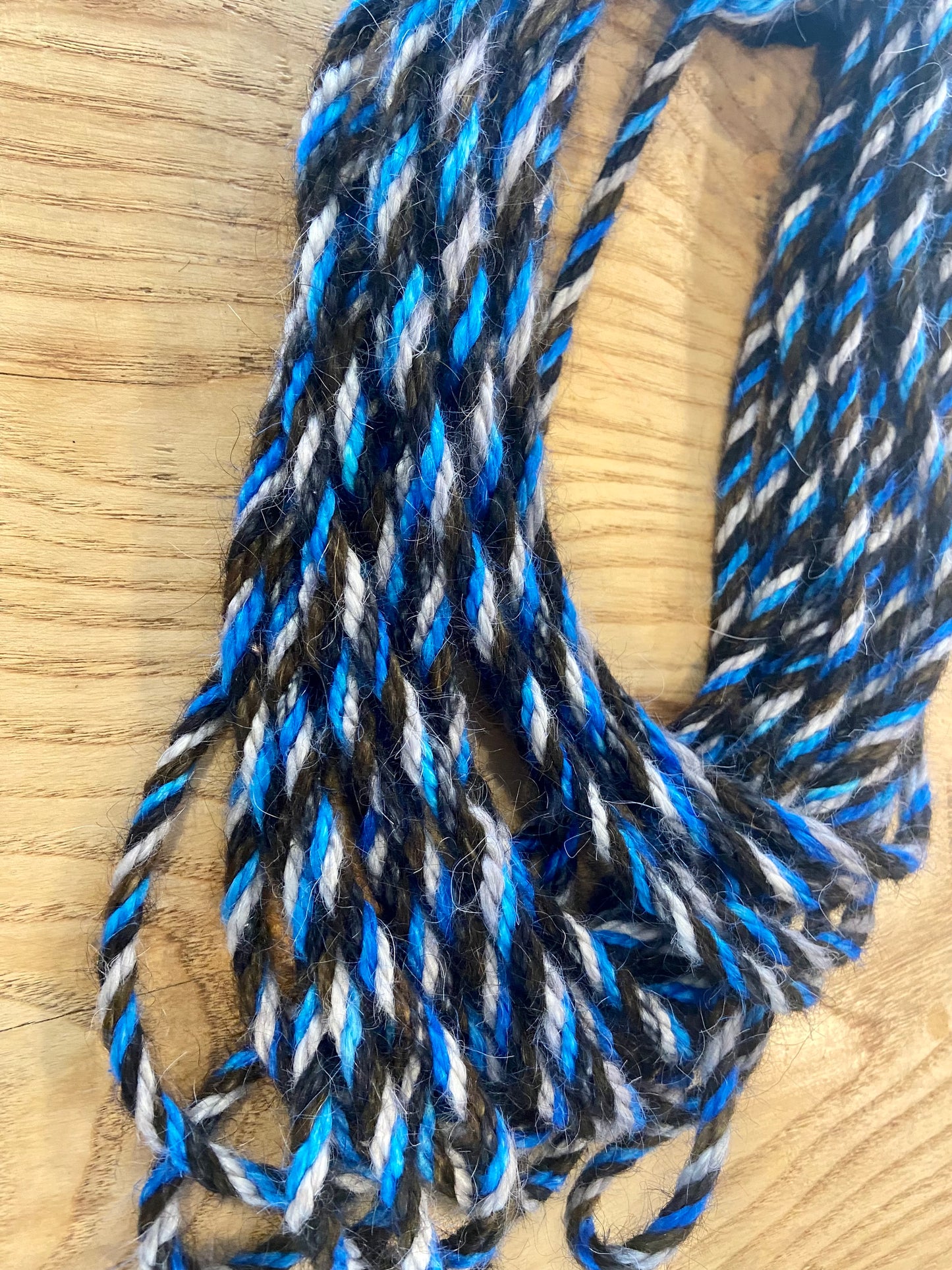 Mohair 8 ply twist sky blue black