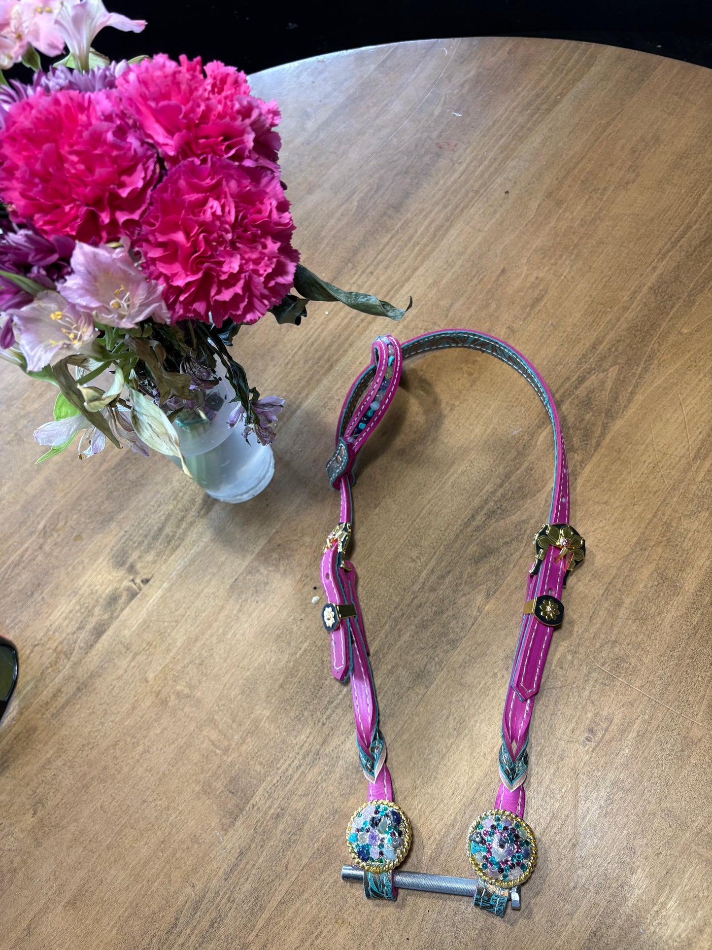 Headstall pink true stone