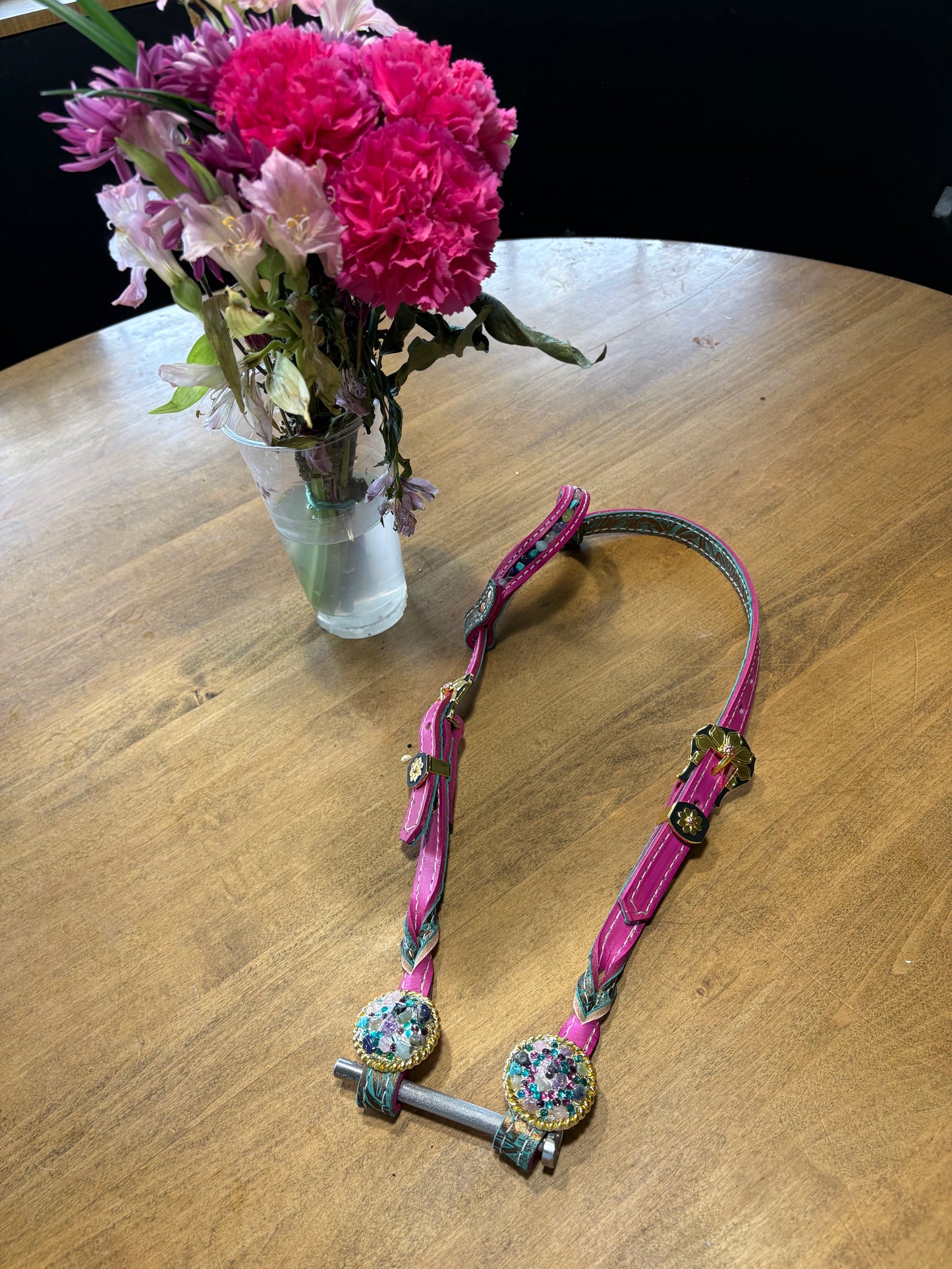 Headstall pink true stone