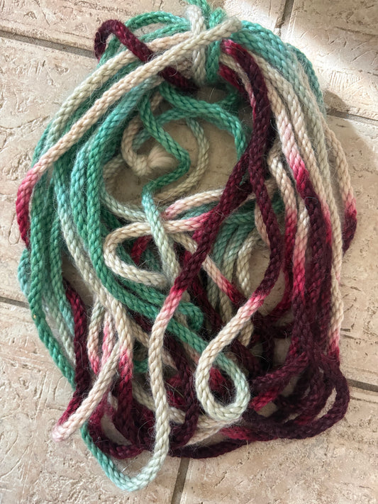 Mohair 8 ply tie-dye emerald cranberry