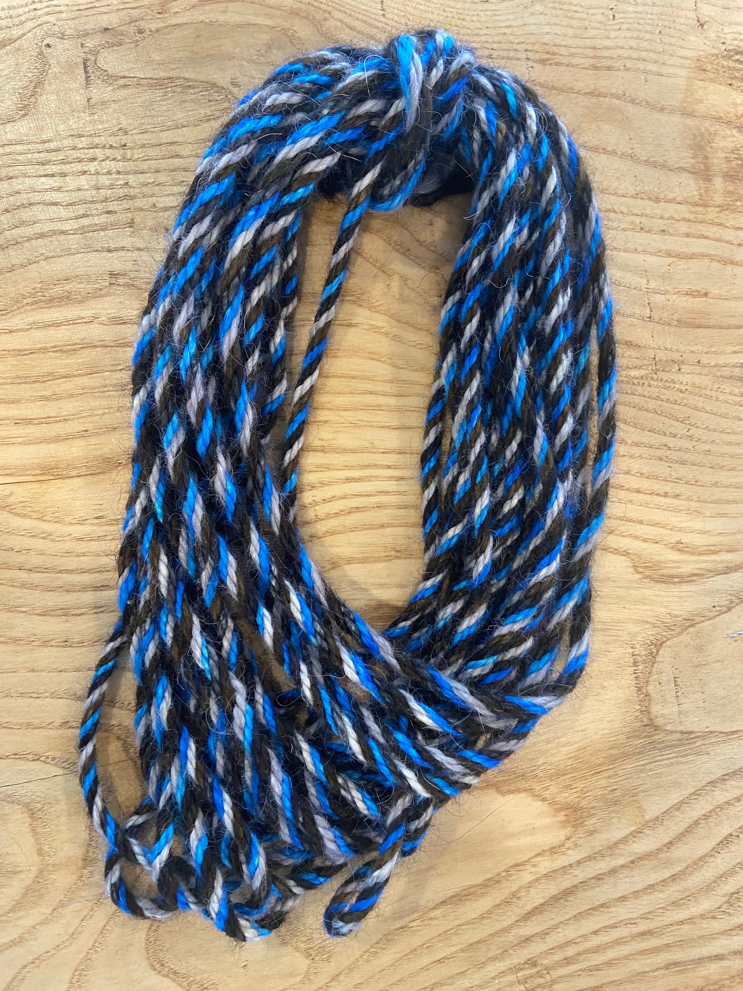 Mohair 8 ply twist sky blue black