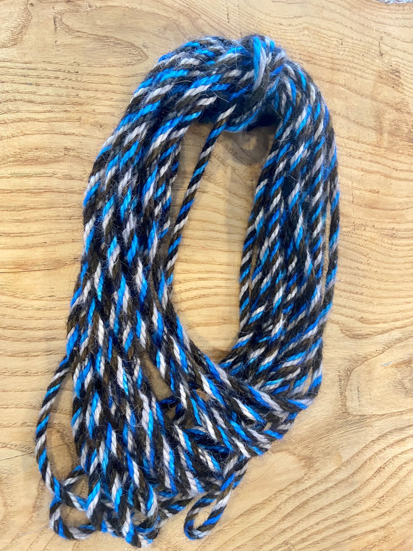 Mohair 8 ply twist sky blue black