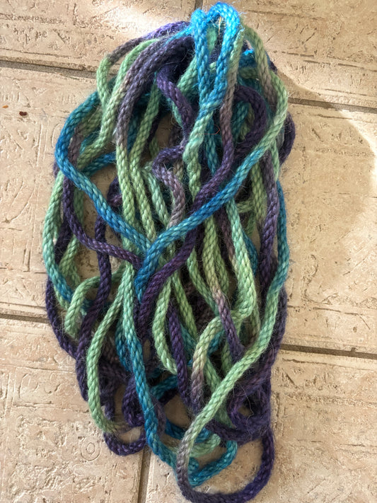 Mohair 8 ply tie-dye emerald purple